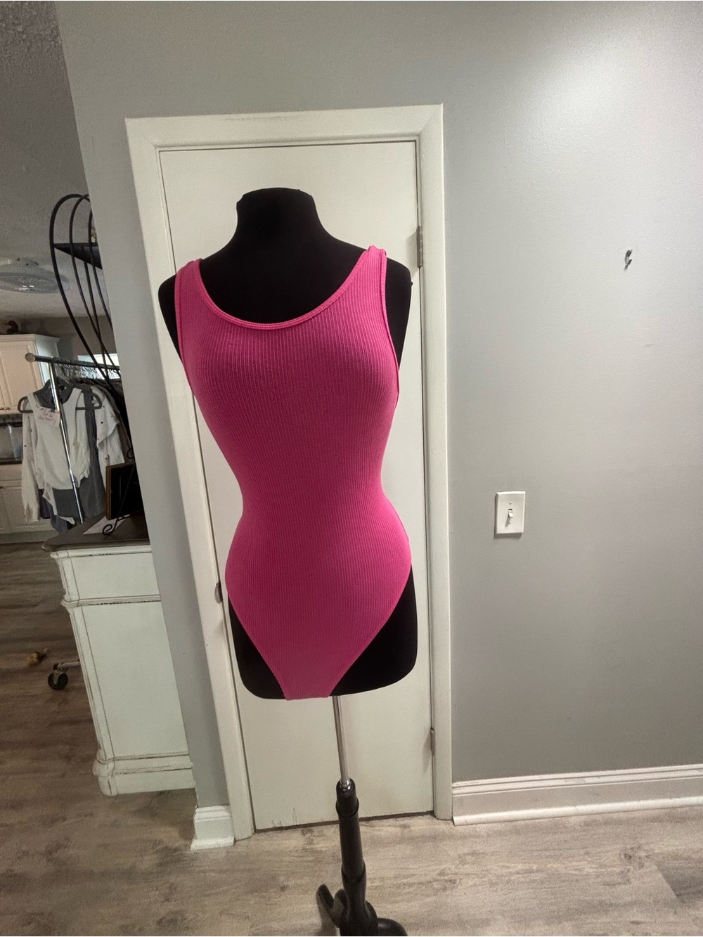 Cupshe Hot Pink Ribbed Scoop One-Piece Swimsuit